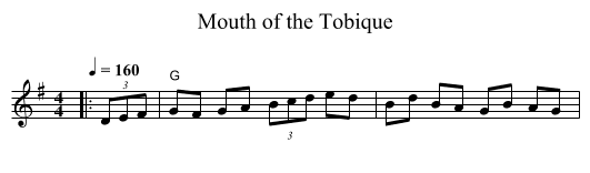Mouth of the Tobique - staff notation