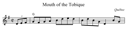 Mouth of the Tobique - staff notation