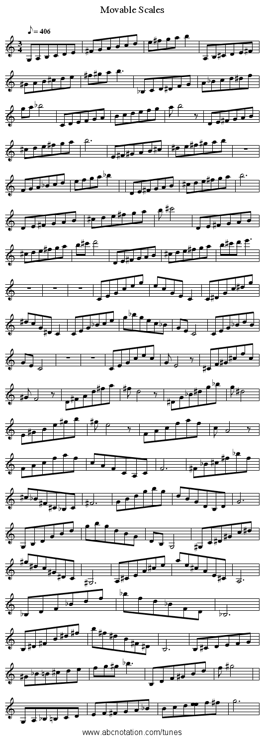 Movable Scales - staff notation
