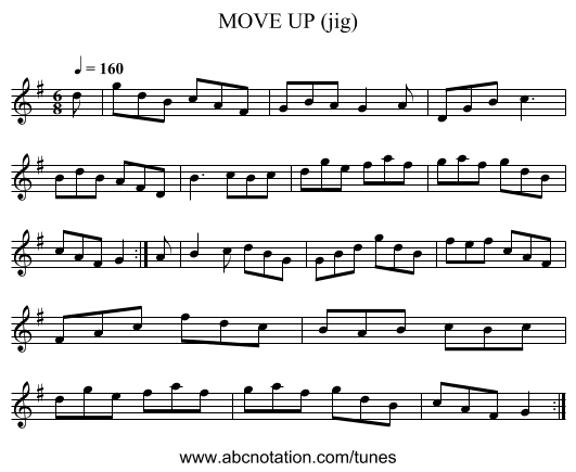 MOVE UP (jig) - staff notation