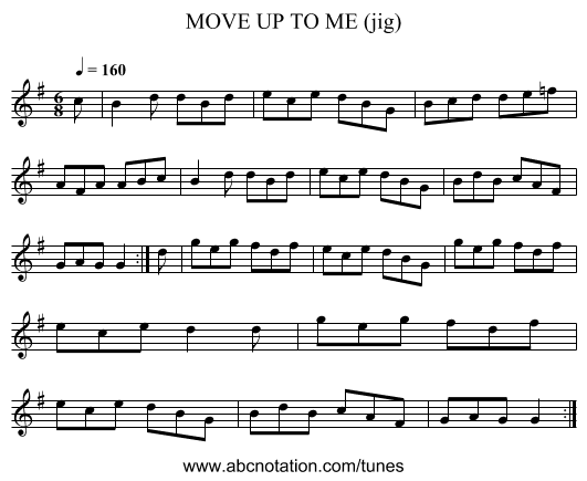 MOVE UP TO ME (jig) - staff notation