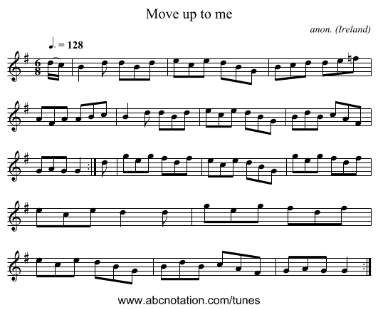 Move up to me - staff notation