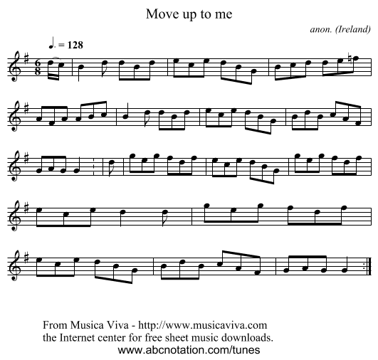 Move up to me - staff notation