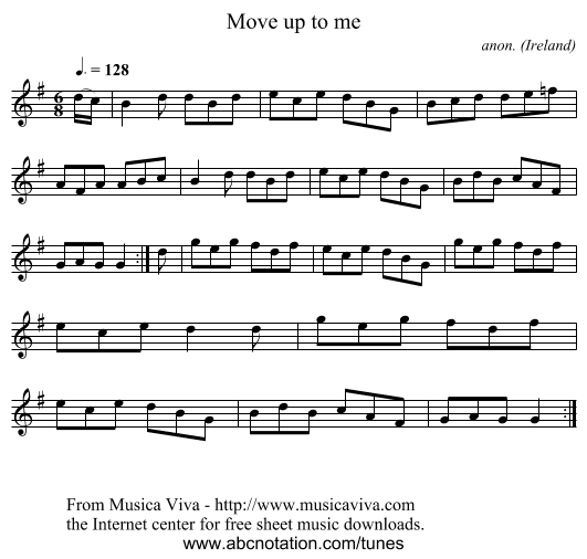 Move up to me - staff notation