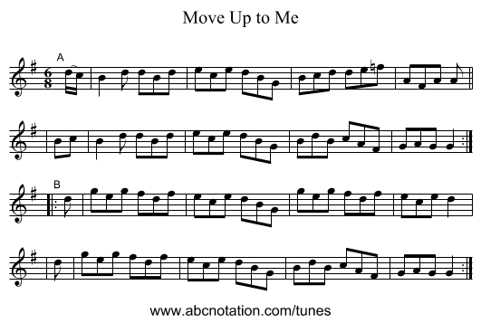 Move Up to Me - staff notation