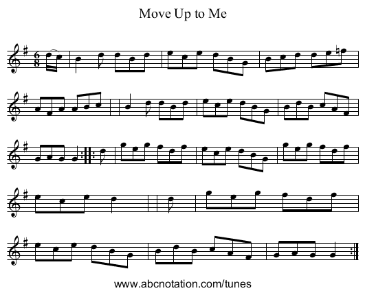 Move Up to Me - staff notation
