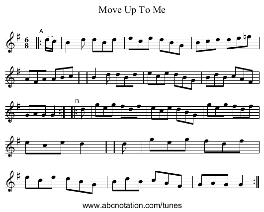 Move Up To Me - staff notation