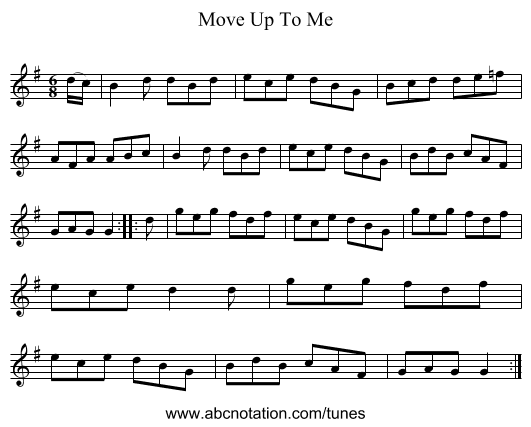 Move Up To Me - staff notation