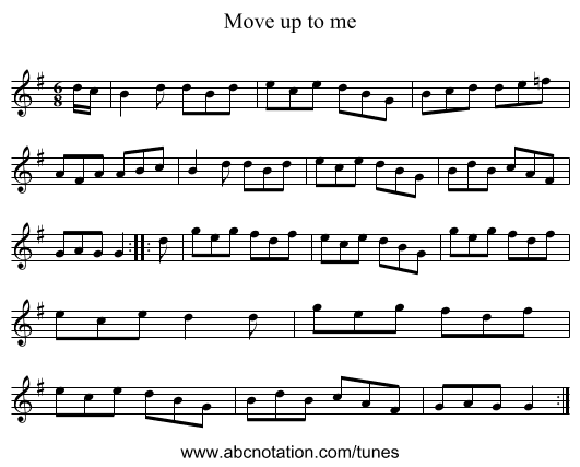 Move up to me - staff notation