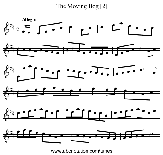 Moving Bog [2], The - staff notation