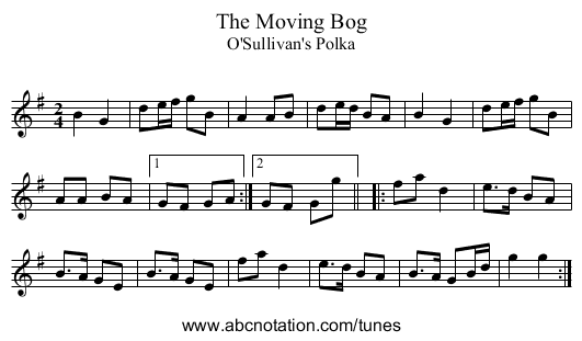 Moving Bog, The - staff notation
