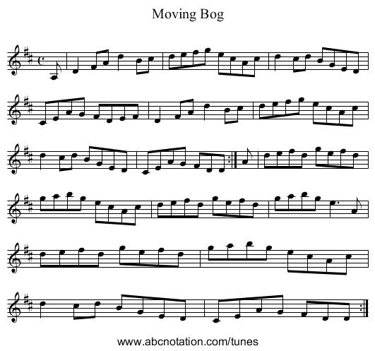 Moving Bog - staff notation