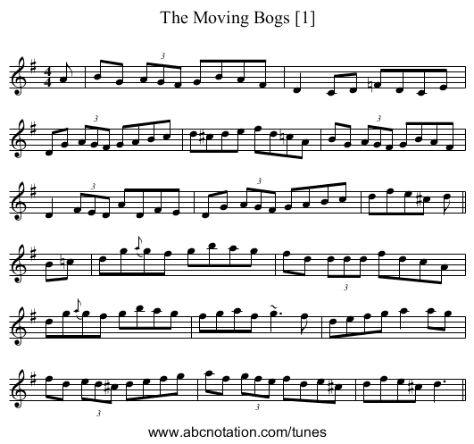 Moving Bogs [1], The - staff notation