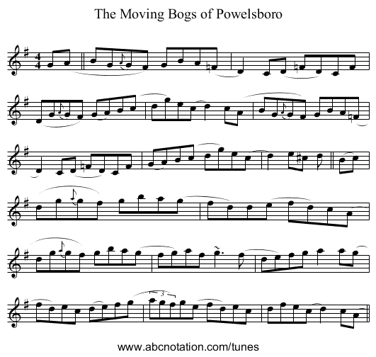 Moving Bogs of Powelsboro, The - staff notation