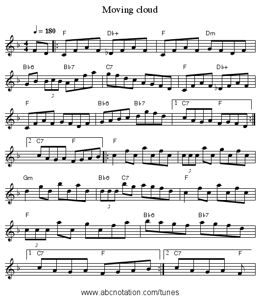 Moving cloud - staff notation