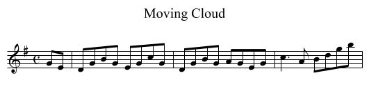 Moving Cloud - staff notation