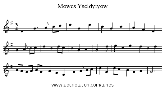 Mowes Yseldyryow - staff notation
