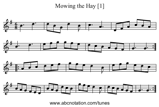 Mowing the Hay [1] - staff notation