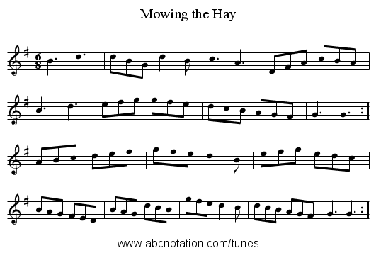 Mowing the Hay - staff notation