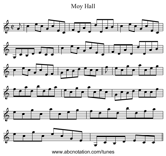 Moy Hall - staff notation