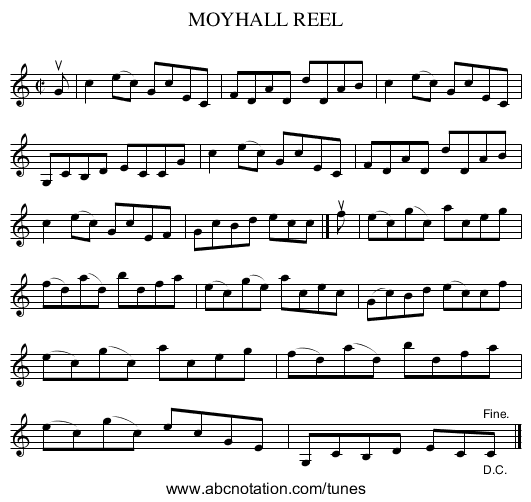 MOYHALL REEL - staff notation