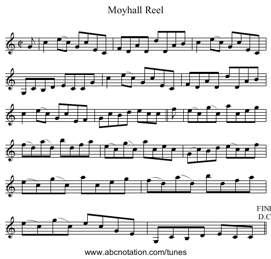 Moyhall Reel - staff notation