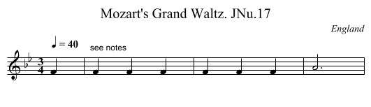Mozart's Grand Waltz. JNu.17 - staff notation