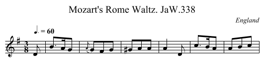 Mozart's Rome Waltz. JaW.338 - staff notation
