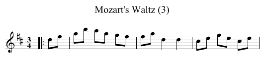 Mozart's Waltz (3) - staff notation