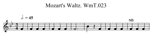 Mozart's Waltz. WmT.023 - staff notation