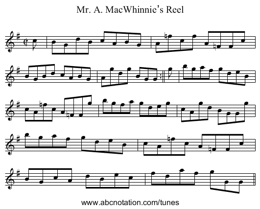 Mr. A. MacWhinnie’s Reel - staff notation