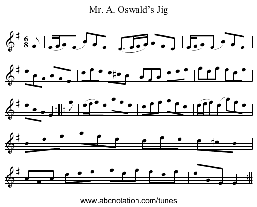 Mr. A. Oswald’s Jig - staff notation