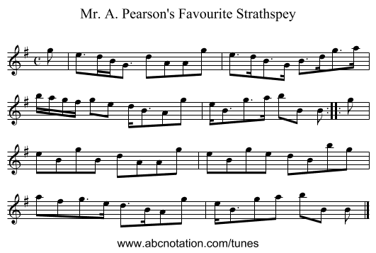 Mr. A. Pearson's Favourite Strathspey - staff notation