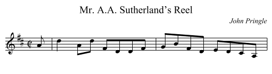 Mr. A.A. Sutherland’s Reel - staff notation