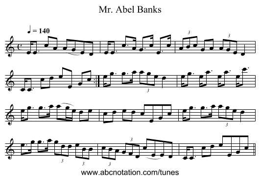Mr. Abel Banks - staff notation