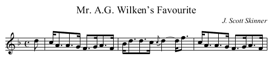 Mr. A.G. Wilken’s Favourite - staff notation