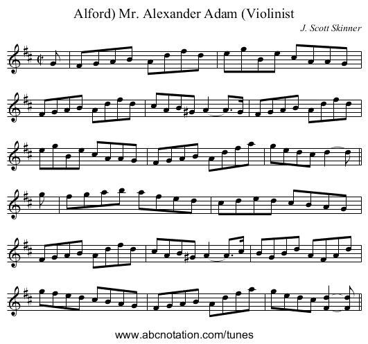 Mr. Alexander Adam (Violinist, Alford) - staff notation