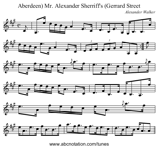 Mr. Alexander Sherriff's (Gerrard Street, Aberdeen) - staff notation
