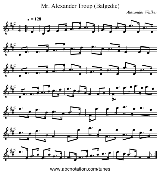 Mr. Alexander Troup (Balgedie) - staff notation