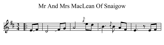 Mr And Mrs MacLean Of Snaigow - staff notation