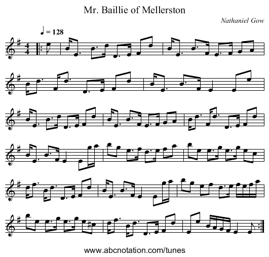 Mr. Baillie of Mellerston - staff notation