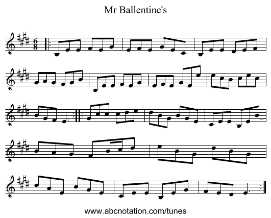 Mr Ballentine's - staff notation