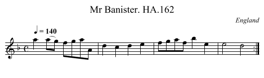 Mr Banister. HA.162 - staff notation