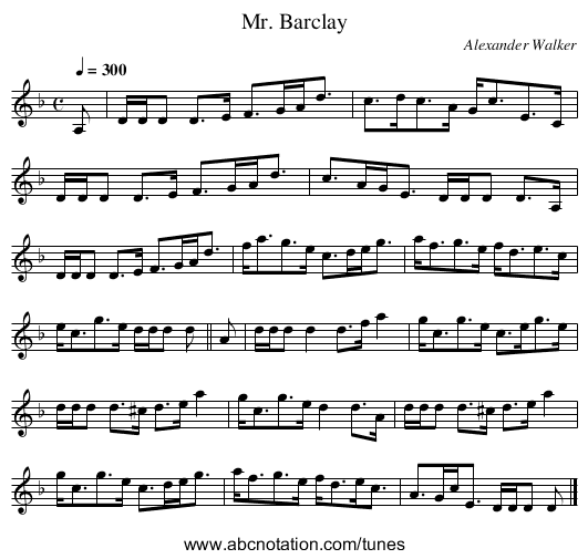 Mr. Barclay - staff notation