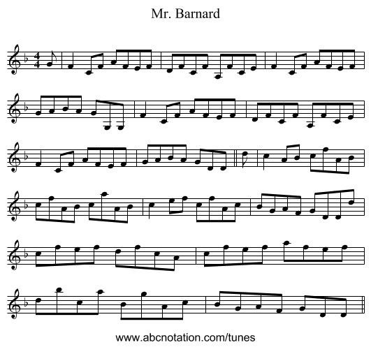 Mr. Barnard - staff notation