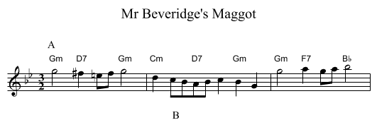 Mr Beveridge's Maggot - staff notation