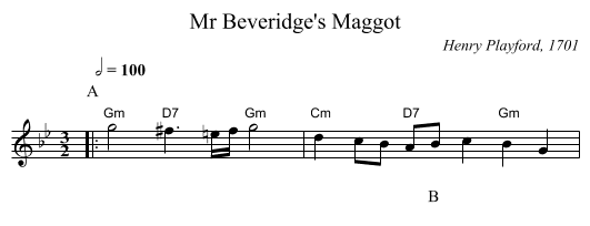Mr Beveridge's Maggot - staff notation