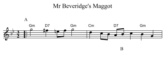 Mr Beveridge's Maggot - staff notation