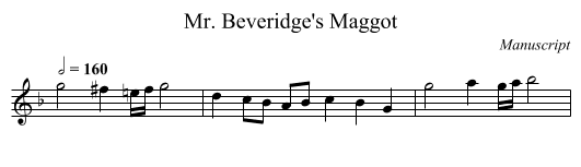 Mr. Beveridge's Maggot - staff notation