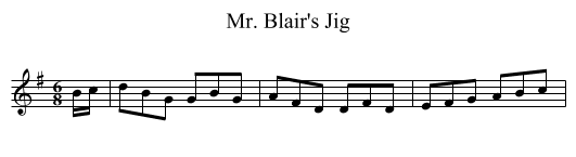 Mr. Blair's Jig - staff notation